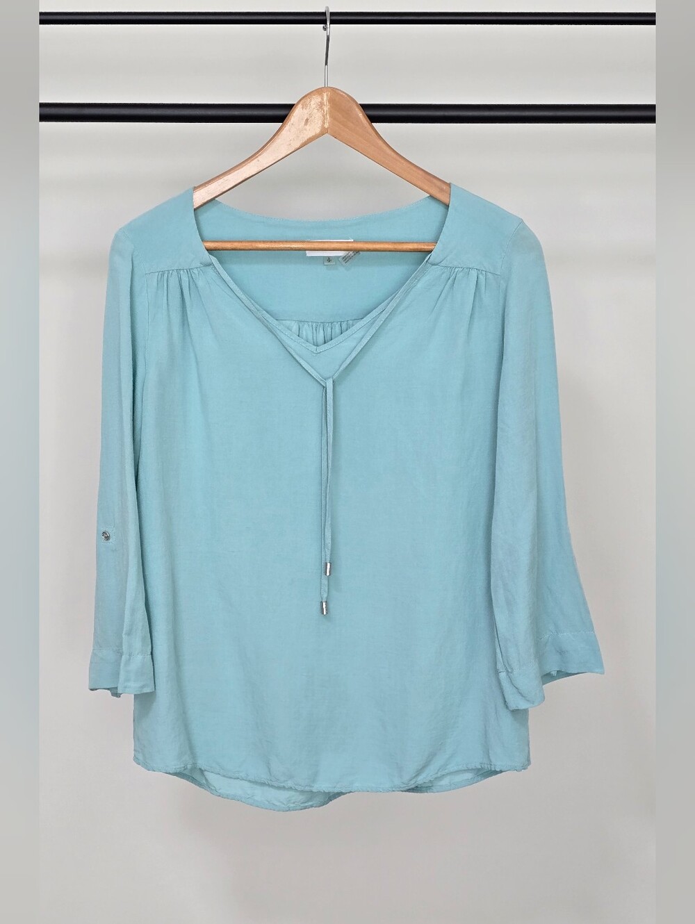 Calvin Klein Light Aqua V-Neck Tie Tunic